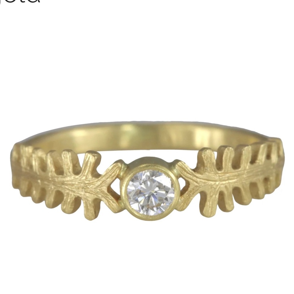 Fern Dell Diamond Solitaire Ring in solid 14k gold by Sarah Swell